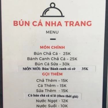 Thực đơn- Quán Ăn Quán 80 - Bún Chả Cá Nha Trang