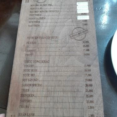 Thực đơn- Quán Ăn Bún Chả Hà Nội Xưa - Hoa Lan