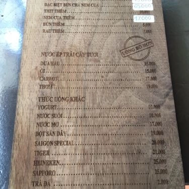 Thực đơn- Quán Ăn Bún Chả Hà Nội Xưa - Hoa Lan