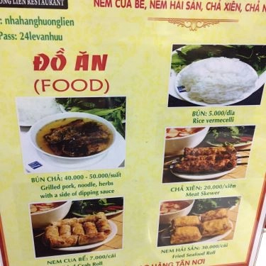 Thực đơn- Quán Ăn Bún Chả Hương Liên - Láng Hạ