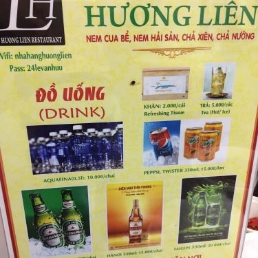 Thực đơn- Quán Ăn Bún Chả Hương Liên - Láng Hạ
