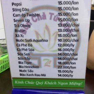 Thực đơn- Quán Ăn Bún Chả Tứ Linh