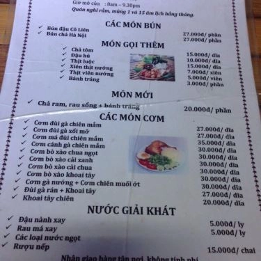 Thực đơn- Quán Ăn Bún Đậu Cô Liên
