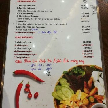 Thực đơn- Quán Ăn Bún Đậu Đông Kinh