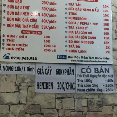 Thực đơn- Quán Ăn Bún Đậu Hoàn Kiếm