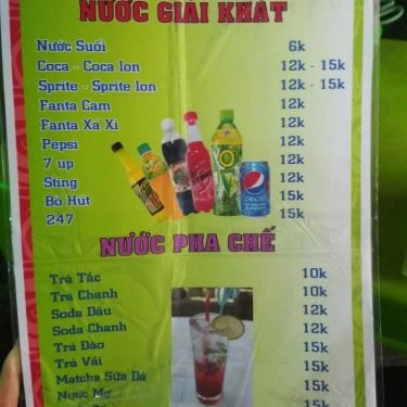 Thực đơn- Quán Ăn Đồng Diều Quán - Bún Đậu Mắm Tôm 15k