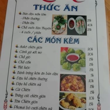 Thực đơn- Quán Ăn Bún Đậu Mắm Tôm 30 Hàn Thuyên