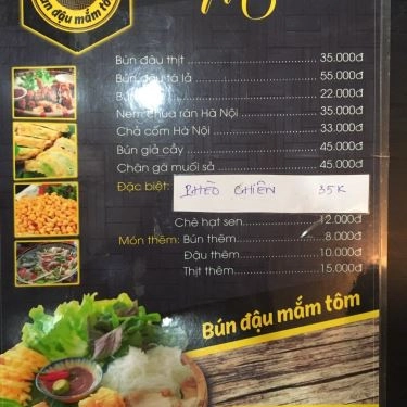 Thực đơn- Quán Ăn Bún Đậu Mắm Tôm 36 Phố Phường