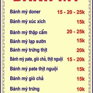 Thực đơn- Quán Ăn Bún Đậu Mắm Tôm & Chè Sài Gòn - Hồ Tùng Mậu