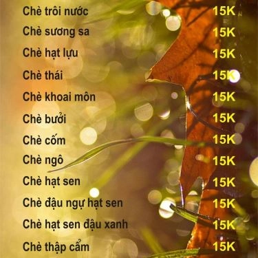 Thực đơn- Quán Ăn Bún Đậu Mắm Tôm & Chè Sài Gòn - Hồ Tùng Mậu