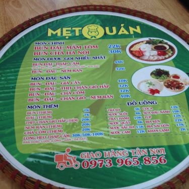 Thực đơn- Quán Ăn Bún Đậu Mắm Tôm Mẹt Quán