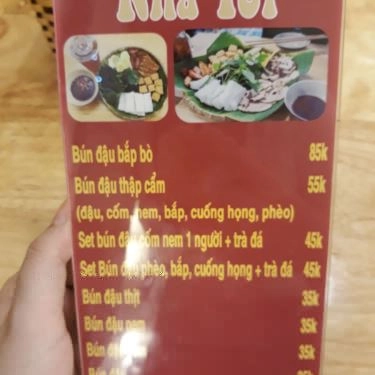 Thực đơn- Quán Ăn Bún Đậu Mắm Tôm Nhà Tôi - Trần Hưng Đạo
