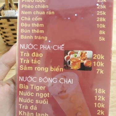 Thực đơn- Quán Ăn Bún Đậu Mắm Tôm Nhà Tôi - Trần Hưng Đạo