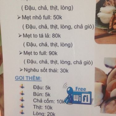 Thực đơn- Quán Ăn Bún Đậu Mắm Tôm - Phú Châu