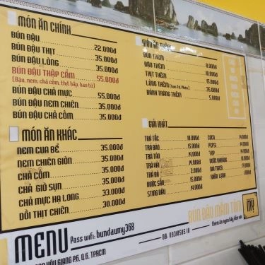 Thực đơn- Quán Ăn Bún Đậu Mỵ - Hậu Giang