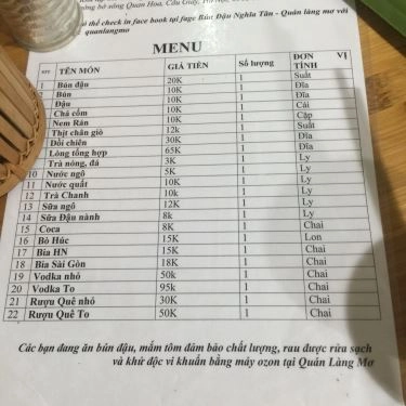 Tất cả hình- Quán Ăn Bún Đậu Nghĩa Tân - Quan Hoa