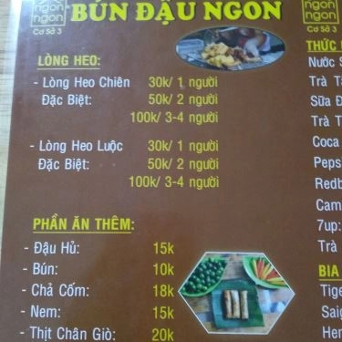 Thực đơn- Quán Ăn Bún Đậu Ngon - Phan Văn Trị