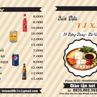 Thực đơn- Quán Ăn Bún Đậu Tí Xíu
