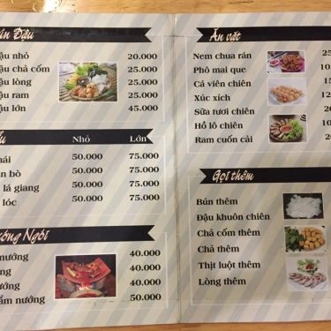 Thực đơn- Quán Ăn Bún Đậu Tí Xíu