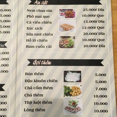 Thực đơn- Quán Ăn Bún Đậu Tí Xíu