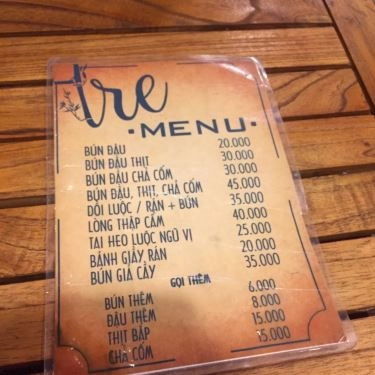 Thực đơn- Quán Ăn Bún Đậu Tre - Đồng Đen