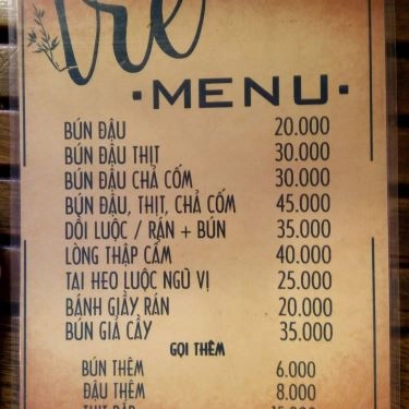 Thực đơn- Quán Ăn Bún Đậu Tre - Đồng Đen