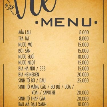Thực đơn- Quán Ăn Bún Đậu Tre - Đồng Đen