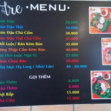 Thực đơn- Quán Ăn Bún Đậu Tre - Quang Trung