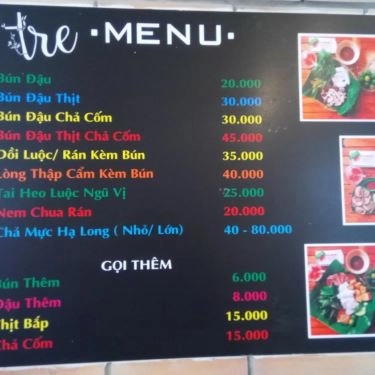 Thực đơn- Quán Ăn Bún Đậu Tre - Quang Trung