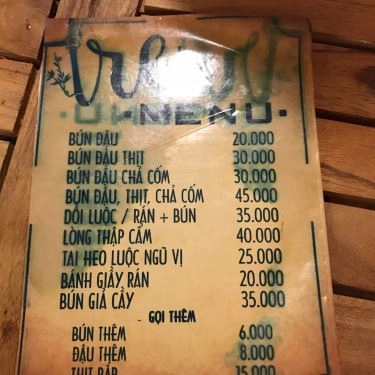 Thực đơn- Quán Ăn Bún Đậu Tre - Đồng Đen
