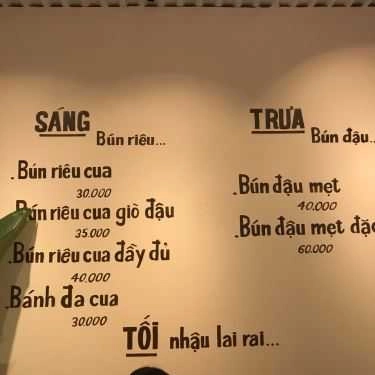 Thực đơn- Bún Hàng Hành - Giếng Đồn