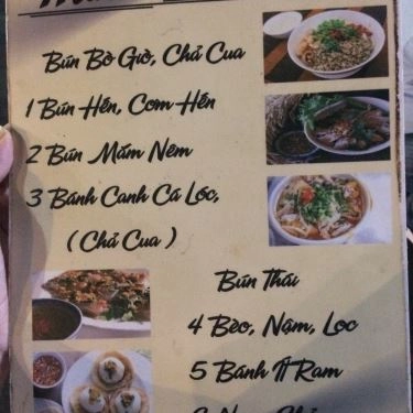 Thực đơn- Quán Ăn Bún Hến & Cơm Hến - Hẻm 284 Lê Văn Sỹ