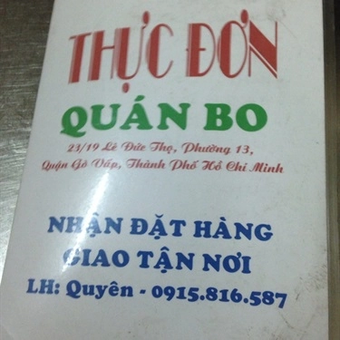 Thực đơn- Quán Ăn Quán Bo - Lê Đức Thọ