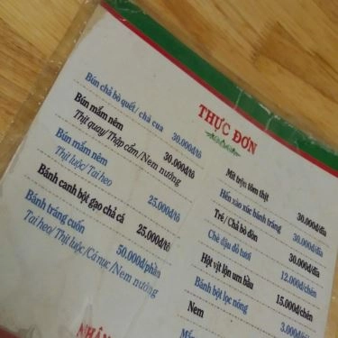 Thực đơn- Quán Ăn Bún Mắm Nêm Đà Nẵng 168