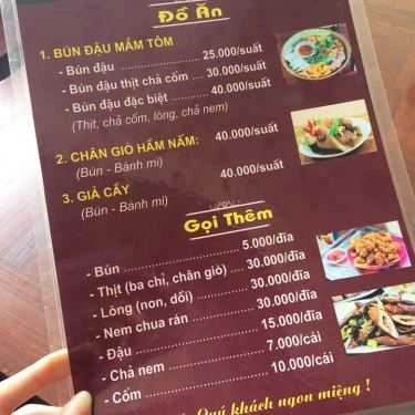 Thực đơn- Bún Mẹt 813 - Bún Đậu Mẹt, Chân Giò Hầm & Giả Cầy