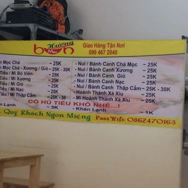 Thực đơn- Quán Ăn Hương - Bún Mọc & Bún Riêu