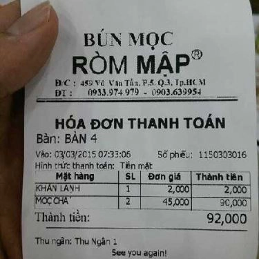 Tổng hợp- Quán Ăn Bún Mọc Ròm Mập - Võ Văn Tần