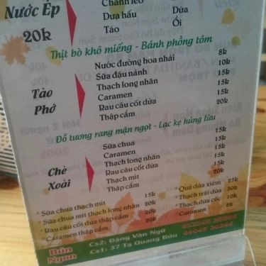 Thực đơn- Quán Ăn Bún Ngon, Lẩu Bò Nhúng Dấm - Đặng Văn Ngữ
