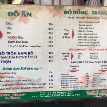 Thực đơn- Quán Ăn Bún Ngon - Tạ Quang Bửu