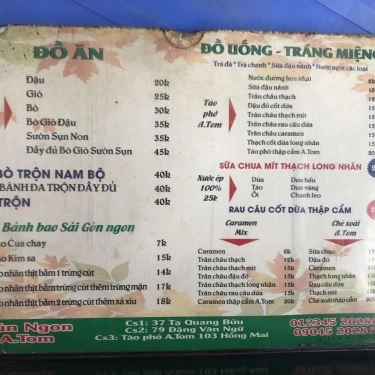 Thực đơn- Quán Ăn Bún Ngon - Tạ Quang Bửu
