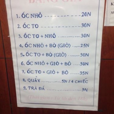 Thực đơn- Quán Ăn Bún Ốc Gia Truyền