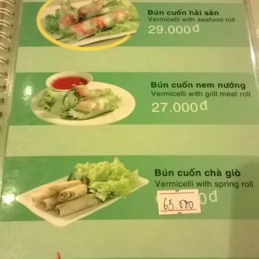Thực đơn- Quán Ăn Bún Sài Gòn  - I Love Bún