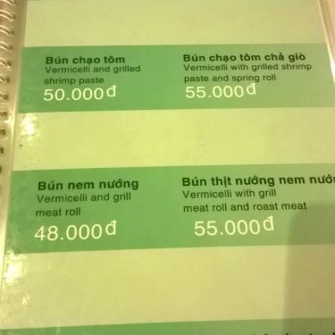 Thực đơn- Quán Ăn Bún Sài Gòn  - I Love Bún