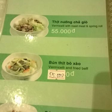 Thực đơn- Quán Ăn Bún Sài Gòn  - I Love Bún