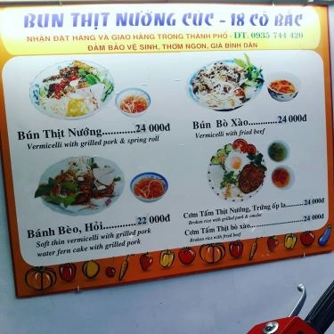 Thực đơn- Quán Ăn Bún Thịt Nướng Cúc