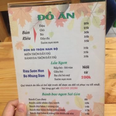 Thực đơn- Quán Ăn Quán Bún Ngon - Đặng Văn Ngữ