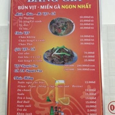 Thực đơn- Quán Ăn Bún Vịt Miến Gà - Ngon Nhất Quán