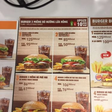 Thực đơn- Quán Ăn Burger King - Bùi Viện