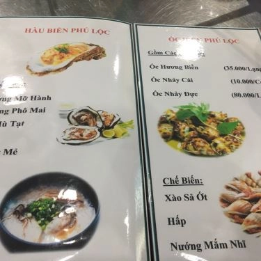 Thực đơn- Quán Ăn Hải Sản Phú Lộc