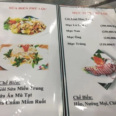 Thực đơn- Quán Ăn Hải Sản Phú Lộc